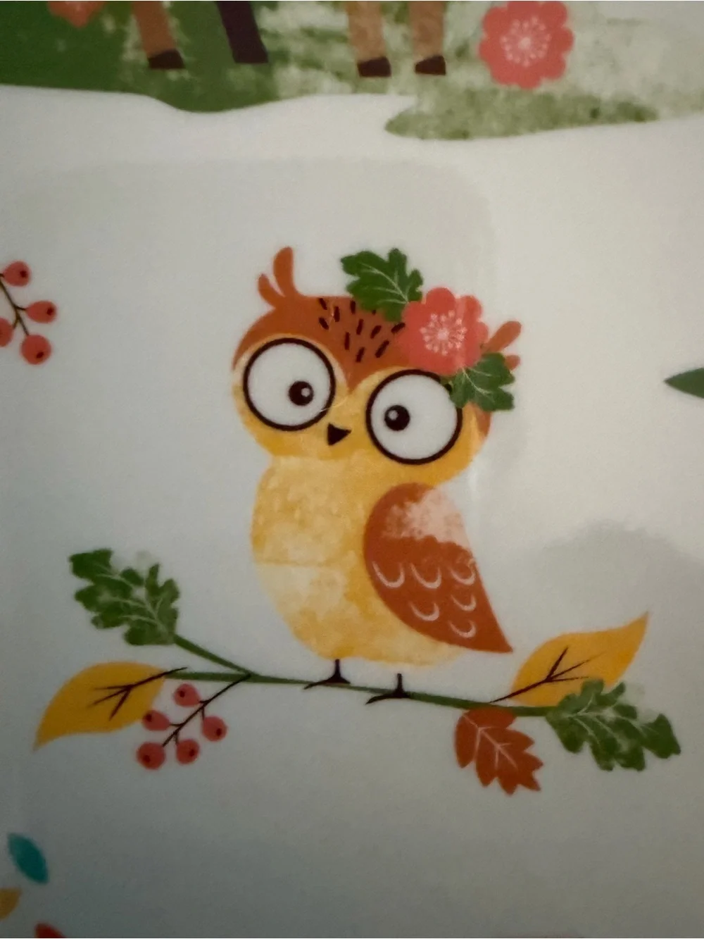 Melamine MidCentury Like 9” Woodland Animals Plates (3) Green orange, kids Retro